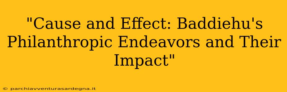 "Cause and Effect: Baddiehu's Philanthropic Endeavors and Their Impact"