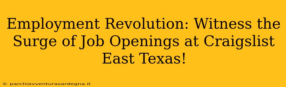 Employment Revolution: Witness the Surge of Job Openings at Craigslist East Texas!