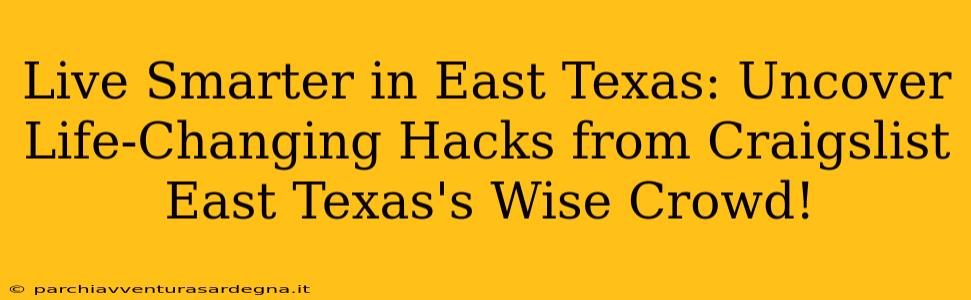 Live Smarter in East Texas: Uncover Life-Changing Hacks from Craigslist East Texas's Wise Crowd!