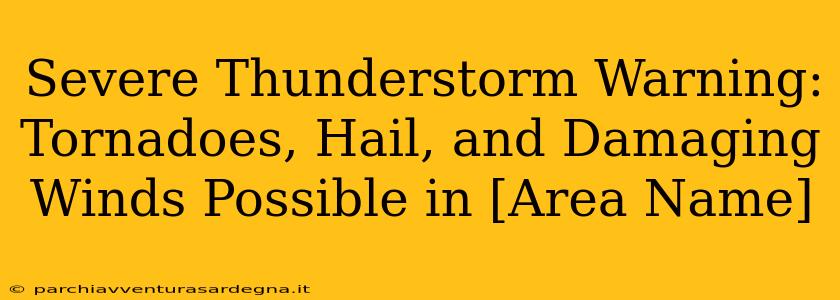 Severe Thunderstorm Warning: Tornadoes, Hail, and Damaging Winds Possible in [Area Name]